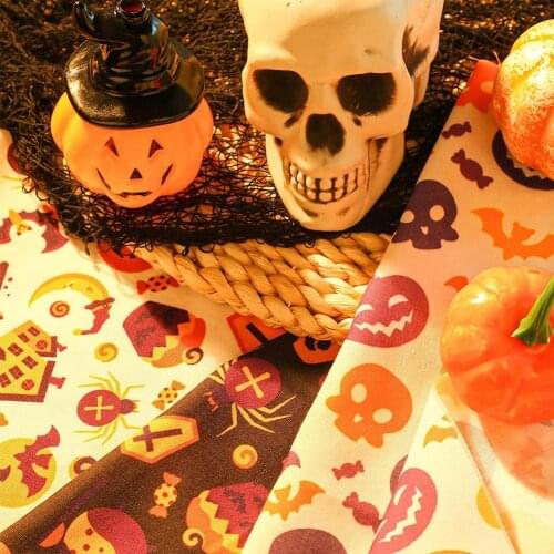 Halloween Theme Printed Fabric DIY Decorative Fabric Pumpkin Skull Printed For DIY Handmade Materials