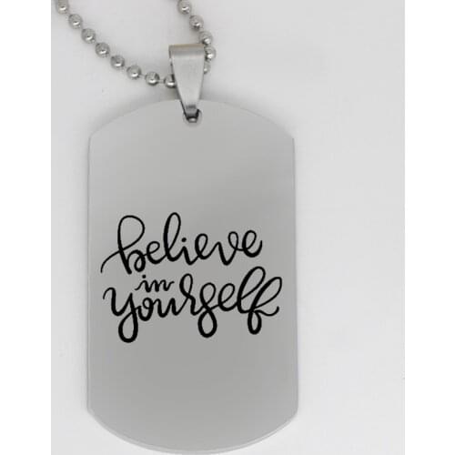 Ufine jewelry inspirational gift pendant army card believe in yourself stainless steel customed necklace N4187
