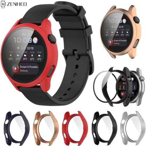 PC Protective Case Cover For Huawei Watch 3 Tempered Glass Screen Film Protector Shell Frame for Huawei Watch 3 Pro