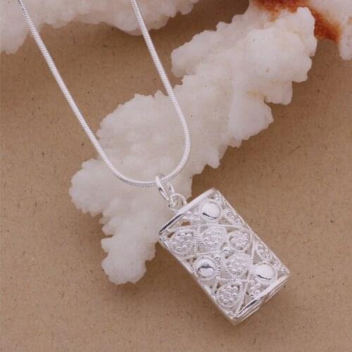 An086 Hot 925 Sterling Silver Necklace 925 Silver Fashion Jewelry Pendant Rectangle Shiny /gfmaowta Akaajbha