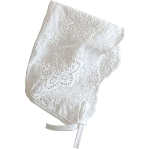 0-36M Baby Girls Lace Hats Korean Style Newborn Photography Props Flower Bonnet Hat Kid Princess White Cotton Caps D0AF