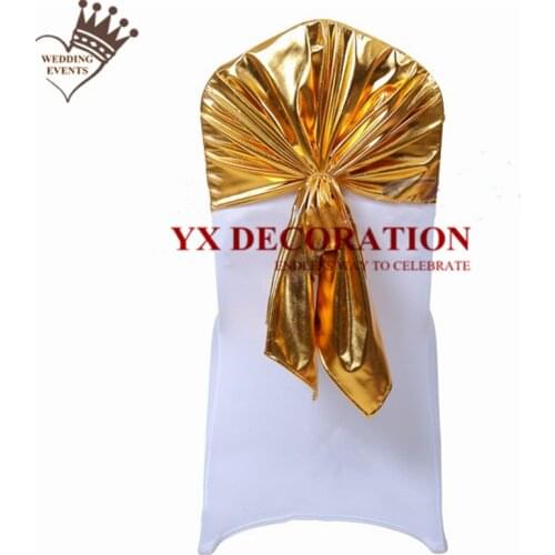 25 50 100PCS 70x150cm Metalic Chair Cap Bronzing Chair Hood For White Spandex Chair Cover Decoration Wedding Ebent Banquet Deco