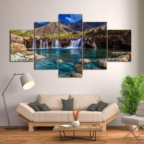 5 Piece Wall Art Canvas Landscape Mountain Lake Poster Modern Home Decor Prints Living Room & Bedroom Wall Decoration Paintings