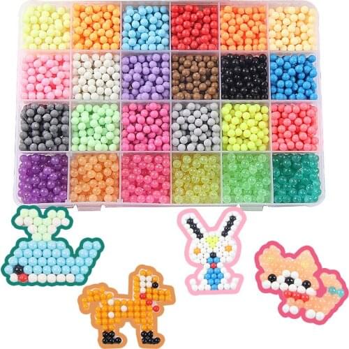 24 Colors 3600Pcs Water Beadbond Aquabea Beads Full Set Tool Kit Kids Puzzle Toys DIY Game 3D Puzzle Toys Birthday Gift