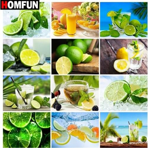 HOMFUN Diamond Painting Full Square/Round Diamond "Lemon fruit water" Pattern Embroidery Cross Stitch 5D Rhinestone Painting