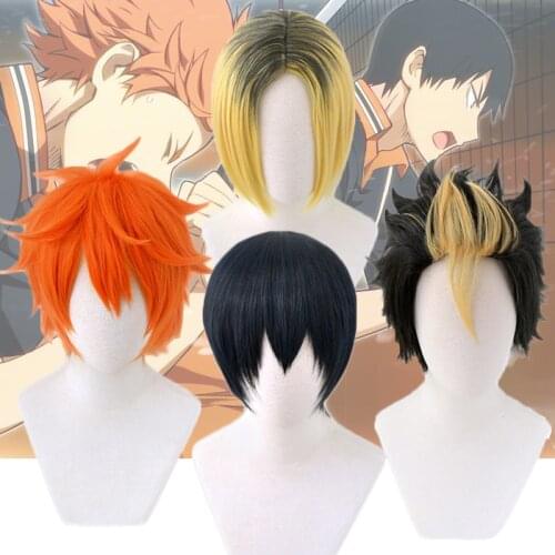 Anime Haikyuu!! Karasuno High School Volleyball Uniform Costume Wig Hinata Shoyo Kenma Kozume Cosplay Wigs Synthetic Hair C28C13