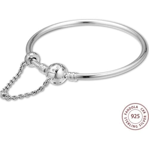 Genuine 925 Sterling Silver Limited Edition True Uniqueness Bangles for Women Silver S925 Jewelry Charm Bracelet Femme Wholesale