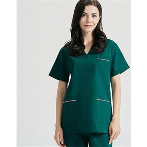 High Quality V-neck Scrub Tops Beauty Salon Nursing Elastic Waist Pants Unisex Breathable Surgery Uniform Medical