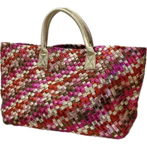 Bag For Women Color Woven Large Capacity Tote Bag Women New Korean Designer Luxury Retro Soft Purse And Handbag Top Quality Bags