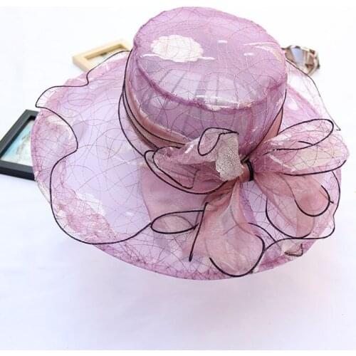 Womens Church Hats Flower Hat Summer Sun Hat UV Protection Wide Brim Beach Hat