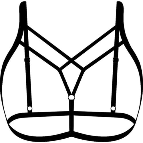 Women Erotic Hollow Out Alluring Harness Bra Elastic Cage Strappy Bandage Bustier Elastic Criss Cross Crop Top Clubwear Lingerie