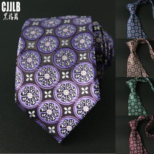 Purple Necktie Brand Cravate 2018 New Floral Purple Neck Ties For Mens Slim Wedding Tie 7cm Width Mens Gravata Party Neckties
