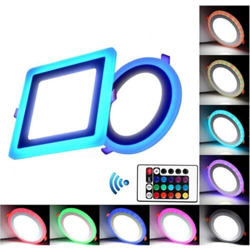 Hot Sale Round/Square RGB LED Panel Light + Remote Control 6w/9w/16w/24W Recessed LED Ceiling Panel light AC85-265V+Driver
