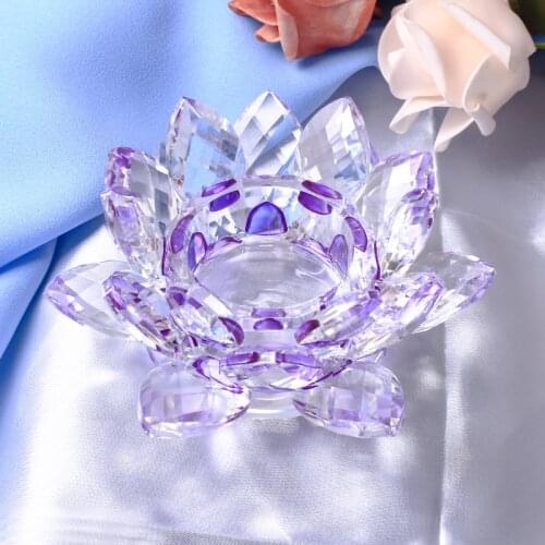 Handmade Crystal Lotus Candlestick Tealight Candle Holders Glass Home Decor Accessories Birthday Party Wedding Decoration Gift