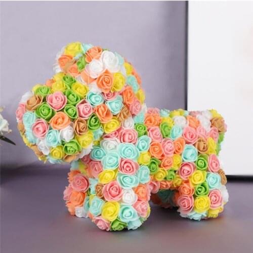 Artificial Rose Dog Flower Cute Rose Soap Foam Puppy Toy In Box Birthday Party Wedding Decor Gifts for Kids Girlfriend