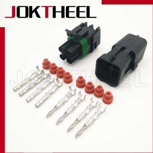 1-20 sets kit black 4 Pin Way 12015798 12015024 Male Female Weather Pack pa66 Square Waterproof delphi connector auto wire plug
