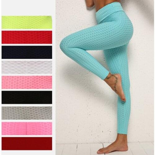 High Waist Yoga Pants Leggings Bubble Hip Lifting Exercise Fitness Running Gym Elastic Breathable Bumps Style Trousers X650B