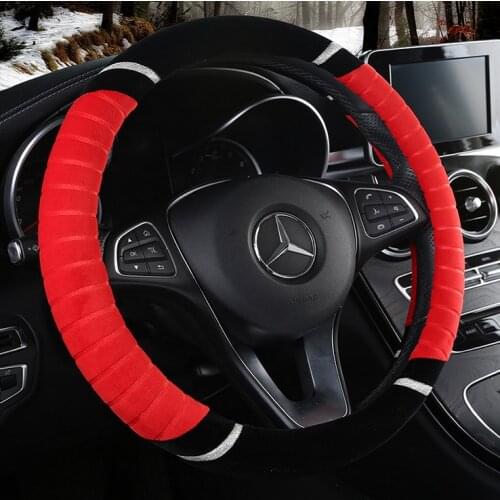 Manufacturer wholesale fluffy fur fuzzy winter display vehicle velvet steering cover warm plush furry steering wheel cover