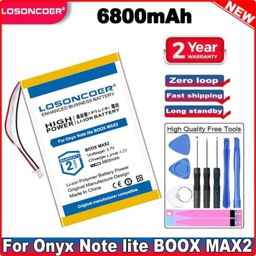 LOSONCOER 6800mAh Battery For Onyx Note lite BOOX MAX2 2588158 Ebook Batteries +Free Tools in stock