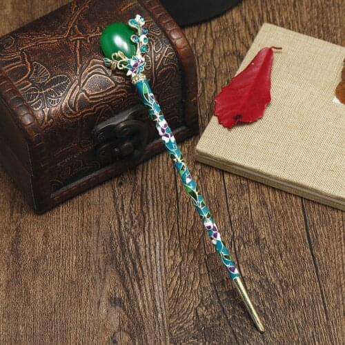 Muylinda Vintage Flower Enamel Hairpin Jewelry Women Banquet Rhinestone Hair Stick Pins Stone Hair Accessories