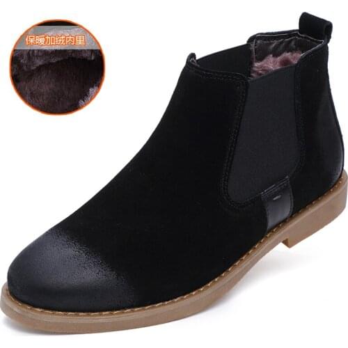 Mens Boots Men Chelsea Boots Ankle Boots Plus Velvet Men Shoes Fashion Winter Warm Sneakers