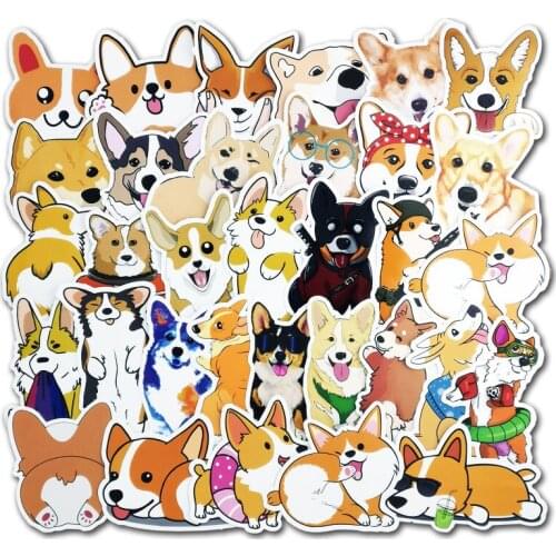 50Pcs/lot Cute dog Stickers Cartoon Puppy Sticekers For Skateboard Luggage Laptop Guitar Fridge Bike Car Sticker Decals Pack