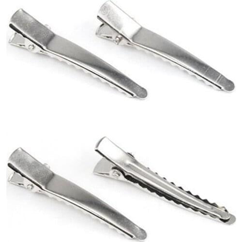 New 20 PC Alligator Hair Teeth Clips 45Mm For Bows Barrette Silver Metal Crocodile Clips