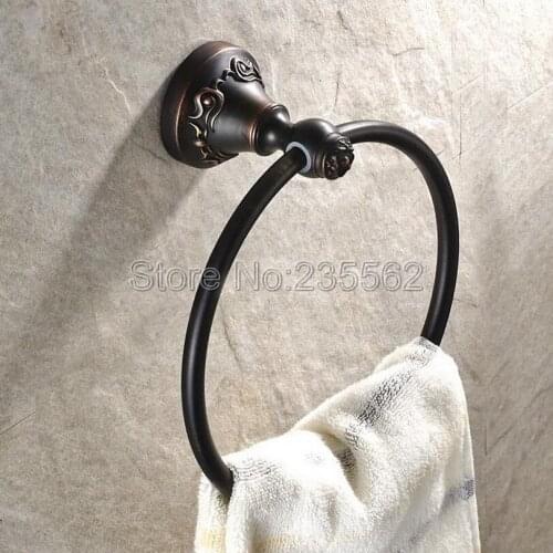 NEW Black Antique Oil Rubbed Brass Wall Mounted Bathroom Towel Ring Holders lba446