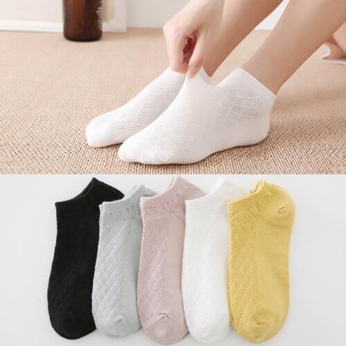 New Womens Socks 3 Pairs/Lot Classic Solid Color Short Socks Ladies Mesh Breathable Cotton Socks Spring Summer Calcetines Mujer