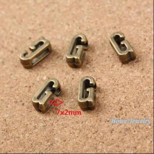 Wholesale 150 pcs Vintage Charms Letter G Antique bronze Fit Leather leather slide rope bracelet jewelry production 10069