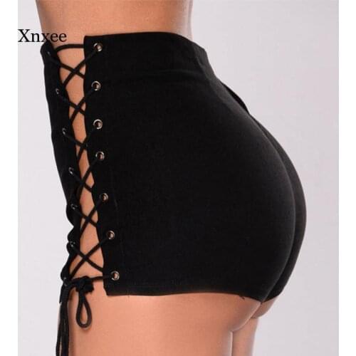 Sexy Summer Side Lace Up Denim Mini Pants High Waist Zipper Bandage Y2K Ladies Tight Shorts Fashion Slim Jeans Bottoms Leggings