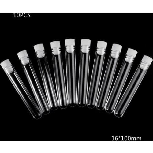10Pcs Plastic Test Tubes Lab Test Tool With Screw Cap Transparent 16x100mm F4 21 Dropshipping