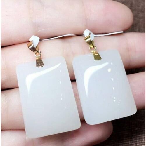 Hetian Baiyu 18k gold pendant Authentic Qinghai material, sheep fat jade, fine jade, crystal clear white, warm h15