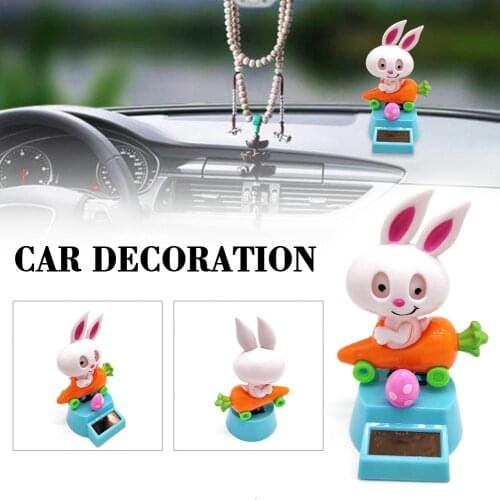 Lovely Car Decor Solar Powered Dancing Animal Doll Swing Animated Bobble Dancer Toy Gifts-Rabbit Home Office Ornament Desk Table