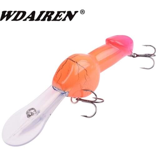 1PCS New Model Fishing Lures Deep Diving Minnow 14cm 27g Penis Swim Funny Rattle Crankbait Spinner Bass With Hook Fishing Tools