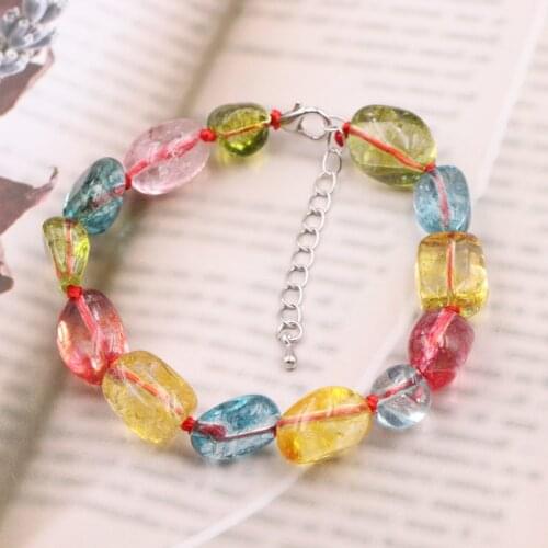 Multicolor Beads Bracelet for Women Tourmalie Crystal fashion Statement Bracelets Bohemia Strand Bangle Gift Party Jewelry B98