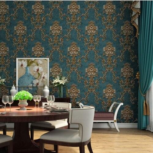 European Style Luxury Non-Woven Wallpaper High-End 3D Damascus Bedroom Living Room TV Background Wall Paper Roll