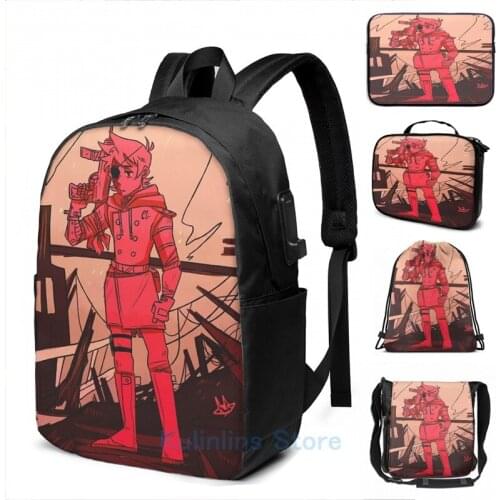 Funny Graphic print Red Leader USB Charge Backpack men School bags Women bag Travel laptop bag