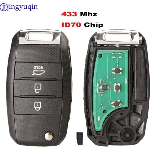 Jingyuqin 3 Button Flip Folding Remote Car Key For Kia K4 433mhz with ID70 Transponder Chip Uncut Blank Blade
