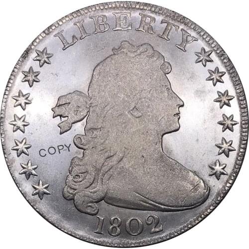 United States Of America Coin 1802 Liberty Draped Bust One Dollar Heraldic Eagle Cupronickel Silver Plated Copy Coins