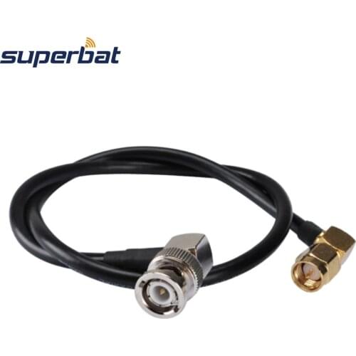 Superbat BNC Right Angle Male Plug to BNC Right Angle Plug Pigtail Cable RG58 15cm RF Coaxial Cable
