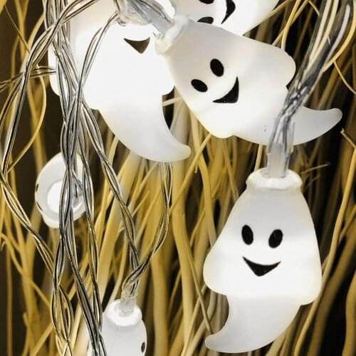 Halloween Light String Lights Ghost Pattern Decorative Plastic Scary Ambience Halloween Light Cosplay Props