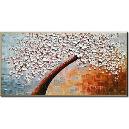 The Branches Are Covered With Small White Flowers 100% Handpainted Paintings Wall Art Home Decor Picture Modern Oil Painting