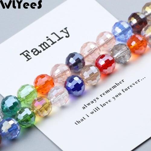 WLYeeS 10mm 30pcs Austrian 96 Faceted Football crystal beads AB color glass Loose beads for Jewelry Earring Bracelet Making DIY