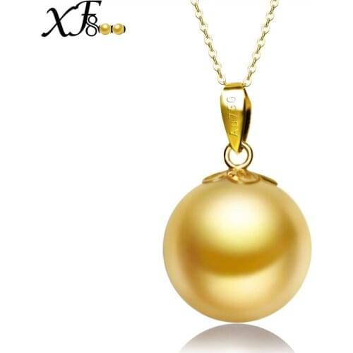 XF800 Natural Seawater Pearl Necklace Pendants 18K Gold Fine Jewelry Au750 9-14mm Bridal party Gift Luxurious D306