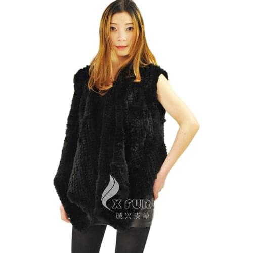 CX-G-B-03 Genunie Knitted Rabbit Fur Vest Waistcoat
