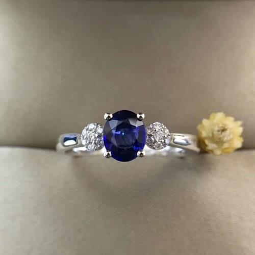 18K Gold 0.607ct Natural Sapphire Women Ring with 0.064ct Diamond Setting 2016 New Fine Jewelry Wedding Band Engagement