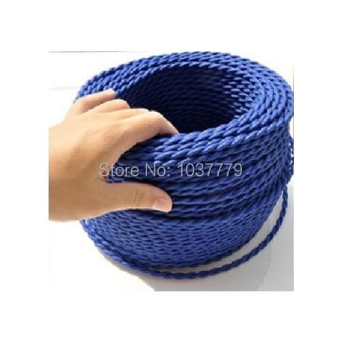 100 meters long dark blue color braided textile fabric wire cable for vintage pendant lamp