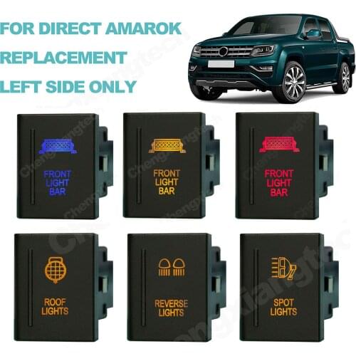 12V 3A Blue / red / Orange Led Car Push Button Switch On-Off for VW Volkswagen Amarok Replacement + Jumper Wires, Left Side
