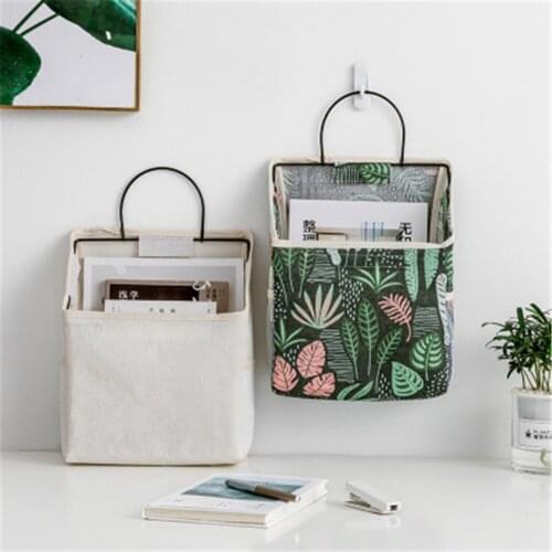 2PCS Wall Mounted Storage Bag Creativity Magazine Shelf Hanging Sundries Pocket Tabletop Books Storage Holder Home Organizers
